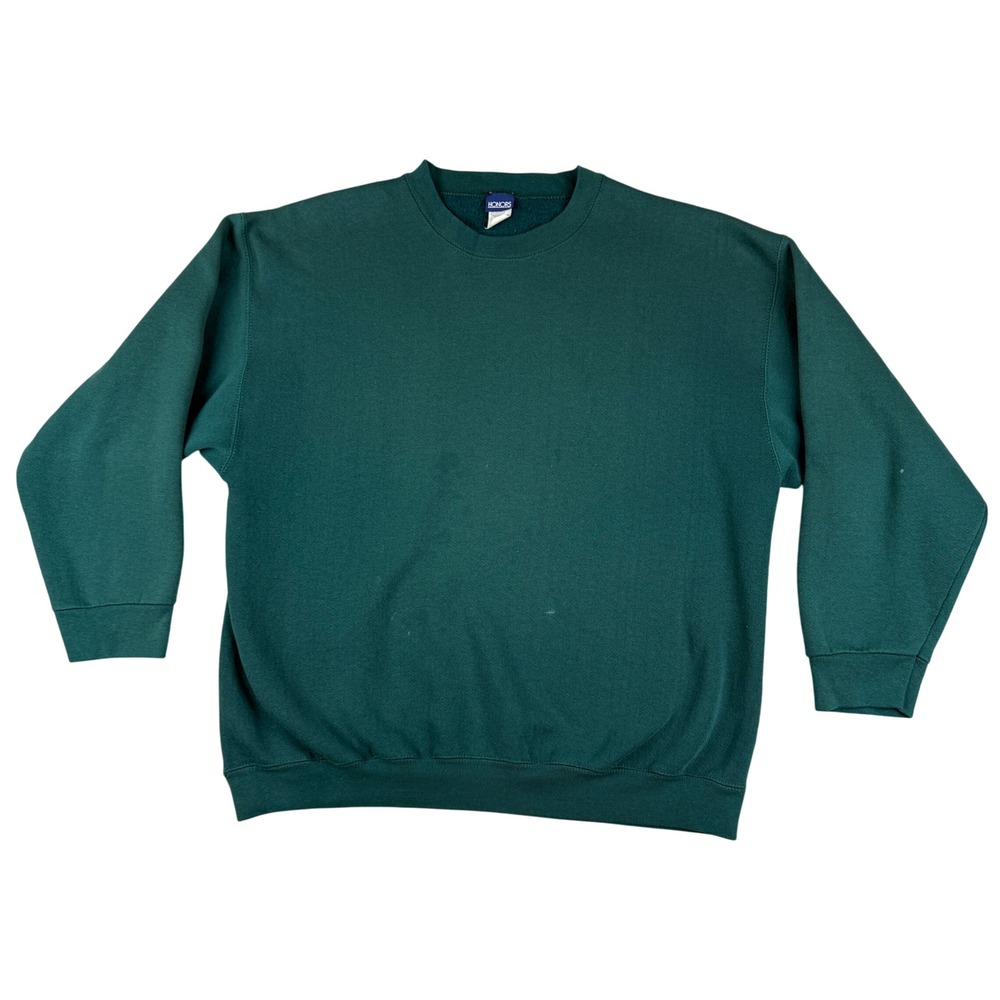 VTG Honors Blank Sweatshirt Mens XL Deep Jungle Green Crewneck Pullover USA Made